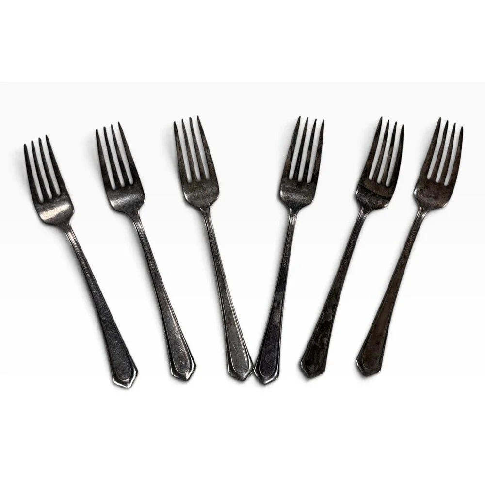 Vintage L & C M Co Superfine Forks Set of 6 Silverplate